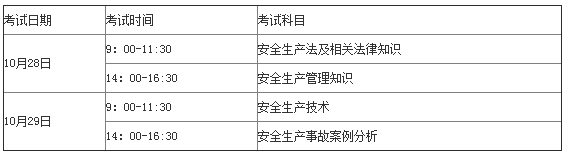2017年注册安全工程师考试时间为10月28、29日