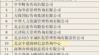 中建政研入选2016中国管理咨询机构前10强