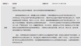 国资委：央企违规经营投资责任追究，造成国有资产损失要严肃问责